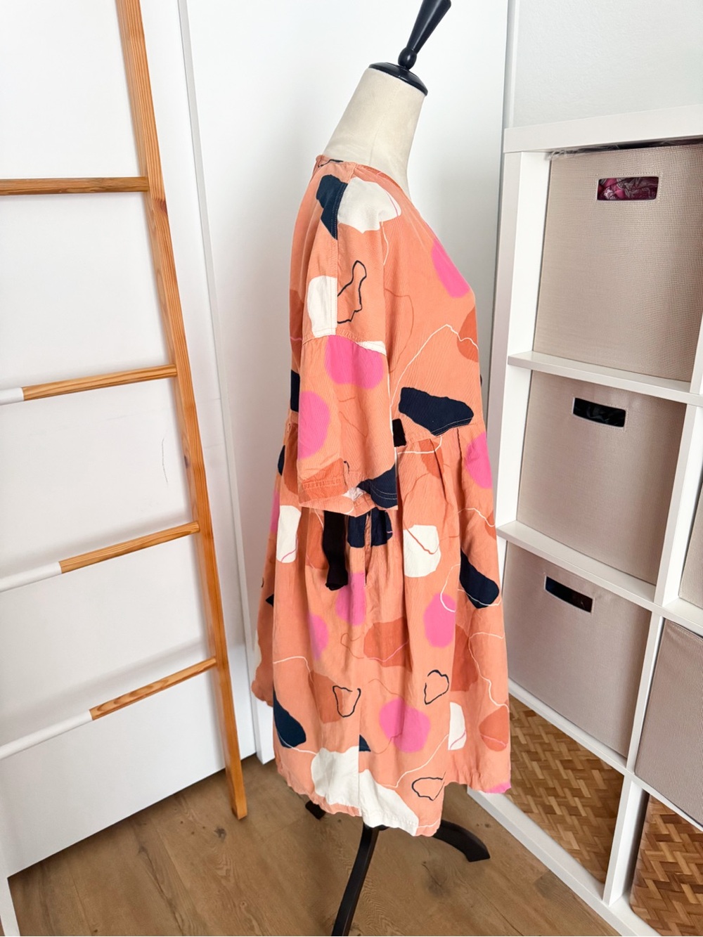Gorman Rock Solid Sadie Dress Abstract Print Cotton Midi Orange Pink - Picture 4 of 13